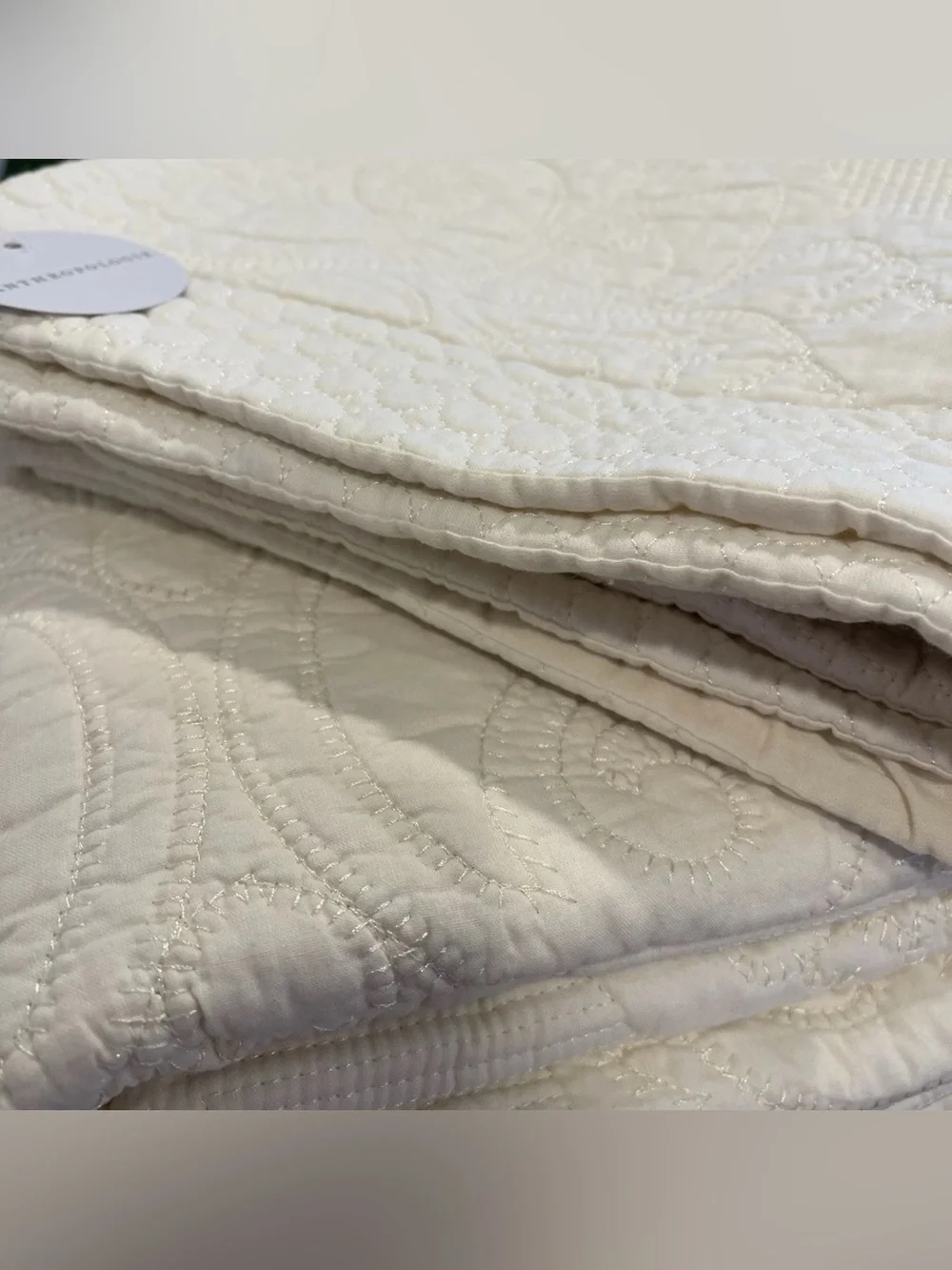 NEW Anthropologie White Queen King Boho Damask Quilt Bedspread Blanket Sham Set